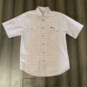 Carhartt Medium Button Down White Multicolored Checkered Double Chest Pockets
